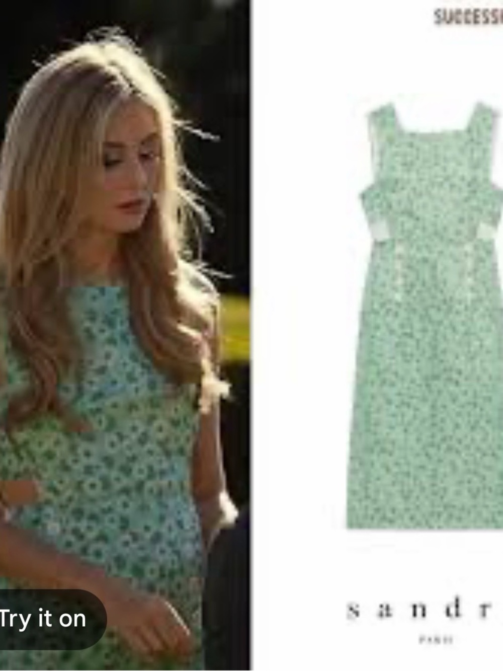Sandro Mint Green Floral Cutout Midi Dress